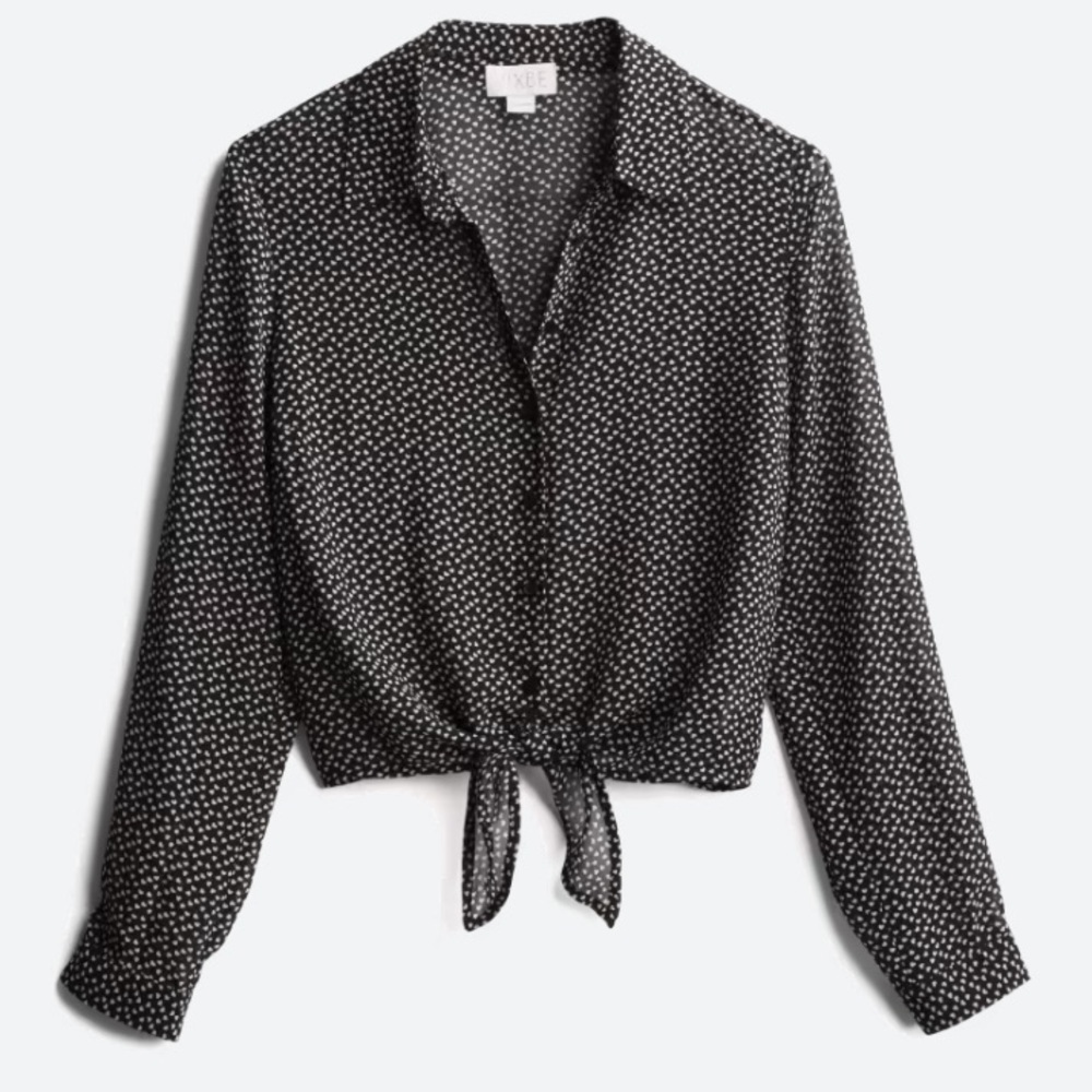 Vixbe black tie front blouse size M
